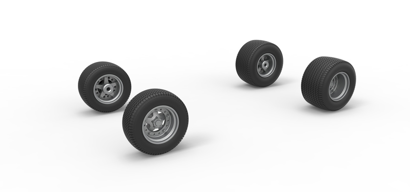 Wheel set of Northeast Dirt Modified stock car 1:25