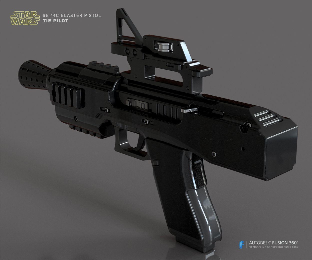Tie Pilot's Gun SE-44c Officer's Pistol Star Wars TFA, 3D Model Project  #283