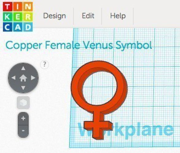 Copper Female Venus Symbol 3D Print 56079