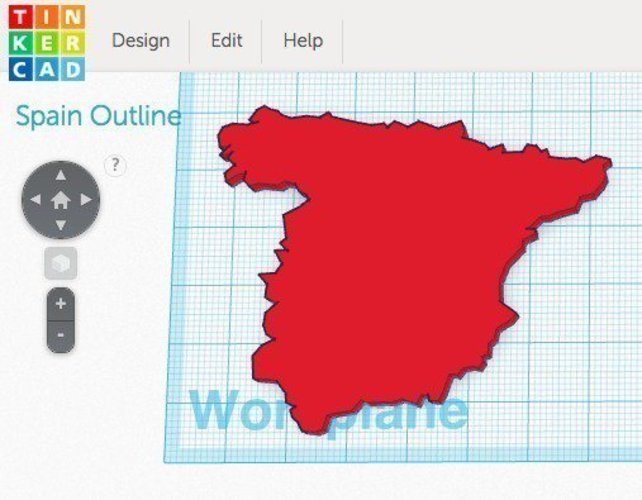 Spain Outline 3D Print 56084