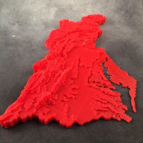 Chesapeake Bay Watershed Contour Map 3D Print 56093