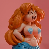 Busty Mermaid 3D print model - Thumbnail 3