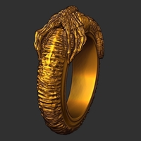 Facehugger ring 3D print model - Thumbnail 1