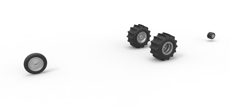 Wheel Set of Top fuel Dirt dragster trike 1:25