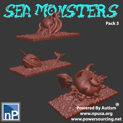 Mini Sea Monsters, pack 3 3D Print 562528