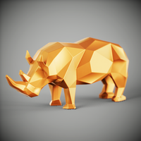 Rinoceronte  poligonal low poly Rhinoceros polygonal low poly  - Thumbnail 5