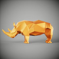 Rinoceronte  poligonal low poly Rhinoceros polygonal low poly  - Thumbnail 7