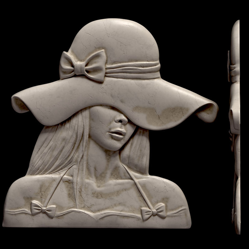 MYSTERY WOMAN IN A HAT 3D MODEL PRINT