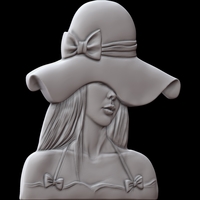 MYSTERY WOMAN IN A HAT 3D MODEL PRINT - Thumbnail 4
