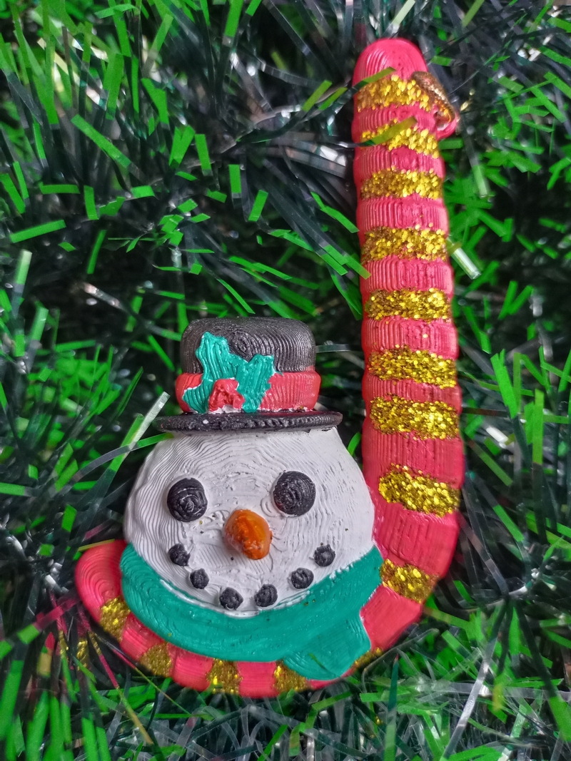 DECORACION NAVIDAD - BASTON-MUÑECO-DE-NIEVE