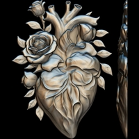 ROSE HEART SCULPTURE 3D PRINT MODEL - Thumbnail 1