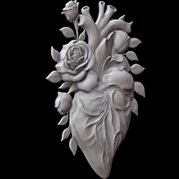 ROSE HEART SCULPTURE 3D PRINT MODEL - Thumbnail 3
