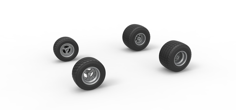 Wheel set of 600 Micro sprint car Scale 1:25