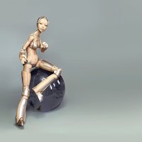 Small Robot woman "Robotica" 3D Printing 56381