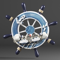 Nautical Boat Steering Rudder Ornament Wooden - Thumbnail 1