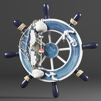 Nautical Boat Steering Rudder Ornament Wooden - Thumbnail 2