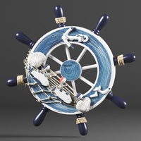 Nautical Boat Steering Rudder Ornament Wooden - Thumbnail 3