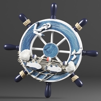 Nautical Boat Steering Rudder Ornament Wooden - Thumbnail 4