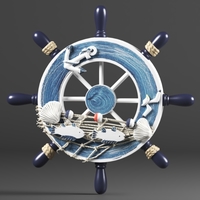 Nautical Boat Steering Rudder Ornament Wooden - Thumbnail 5