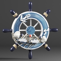 Nautical Boat Steering Rudder Ornament Wooden - Thumbnail 6