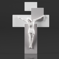 Modern Wall Crucifix  Wood Grey White Christ  - Thumbnail 2