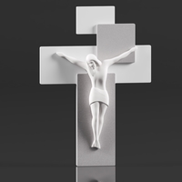 Modern Wall Crucifix  Wood Grey White Christ  - Thumbnail 3