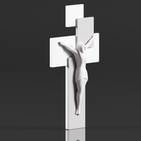 Modern Wall Crucifix  Wood Grey White Christ  - Thumbnail 5