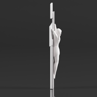 Modern Wall Crucifix  Wood Grey White Christ  - Thumbnail 6
