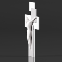 Modern Wall Crucifix  Wood Grey White Christ  - Thumbnail 12