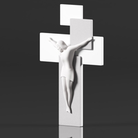 Modern Wall Crucifix  Wood Grey White Christ  - Thumbnail 13