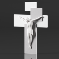 Modern Wall Crucifix  Wood Grey White Christ  - Thumbnail 14