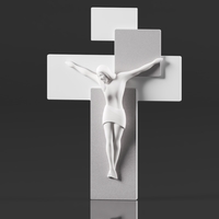 Modern Wall Crucifix  Wood Grey White Christ  - Thumbnail 15