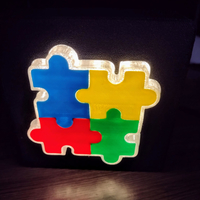 Autism-Themed Puzzle Piece Lamp - Thumbnail 3
