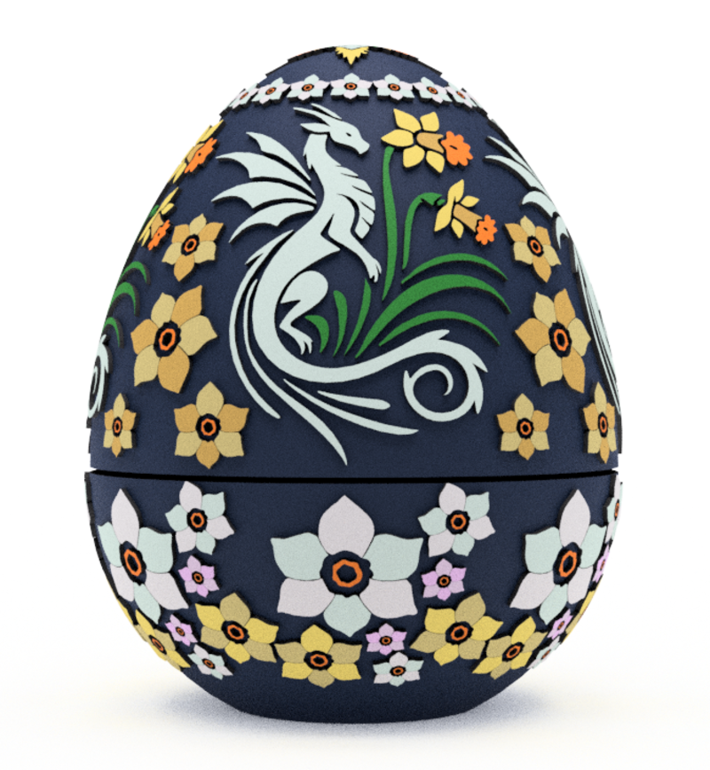 Daffodil Dragon Egg Embossed & Debossed 3MF