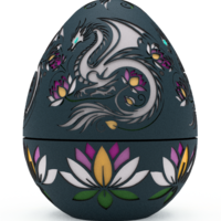 Enchanted Lotus Dragon Egg Embossed & Debossed 3MF & STL - Thumbnail 1