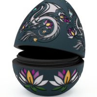Enchanted Lotus Dragon Egg Embossed & Debossed 3MF & STL - Thumbnail 2