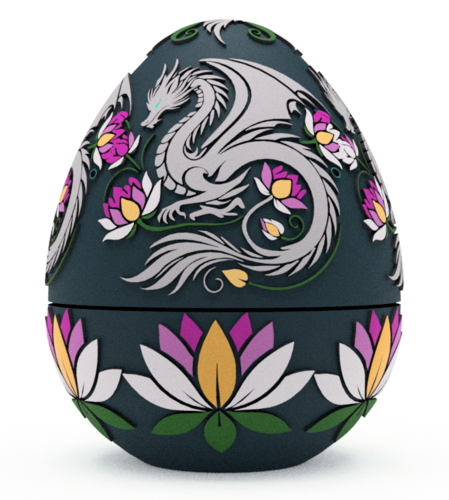 Enchanted Lotus Dragon Egg Embossed & Debossed 3MF & STL