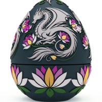Enchanted Lotus Dragon Egg Embossed & Debossed 3MF & STL - Thumbnail 4