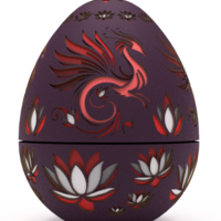 Fire Lily Dragon Egg Embossed & Debossed 3MF & STL - Thumbnail 1