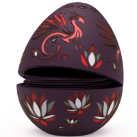 Fire Lily Dragon Egg Embossed & Debossed 3MF & STL - Thumbnail 2