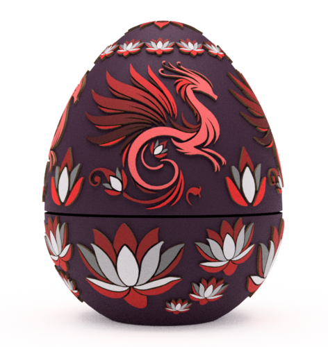 Fire Lily Dragon Egg Embossed & Debossed 3MF & STL