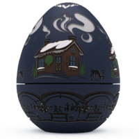 Frosty Homestead Christmas Egg Embossed & Debossed 3MF & STL - Thumbnail 1