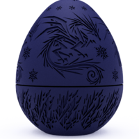 Frozen Ice Dragon Egg Embossed & Debossed 3MF & STL - Thumbnail 1