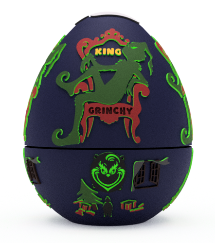 King Grinch Egg Embossed & Debossed 3MF & STL