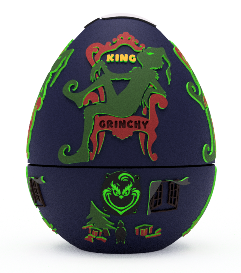 King Grinch Egg Embossed & Debossed 3MF & STL