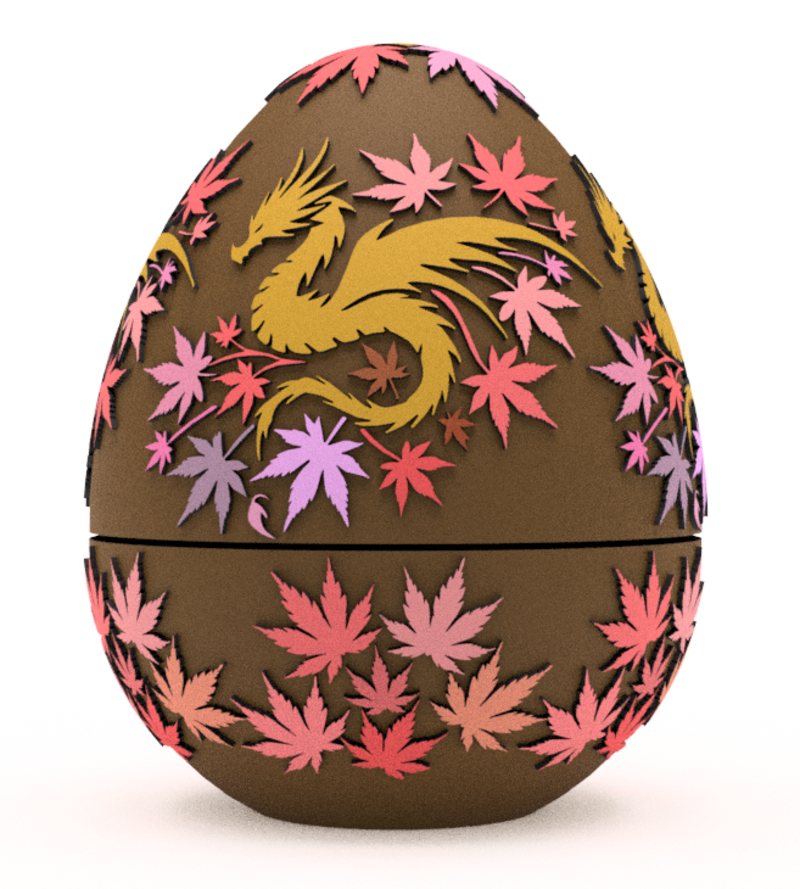 Maple Leaf Dragon Egg Embossed & Debossed 3MF
