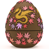 Maple Leaf Dragon Egg Embossed & Debossed 3MF - Thumbnail 1