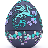 Orchid Dragon Egg Embossed & Debossed 3MF& STL - Thumbnail 2