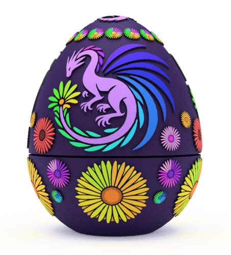 Radiant Daisy Dragon Egg Embossed & Debossed 3MF
