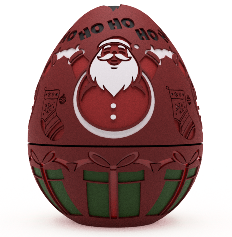 Kris Kringle’s Keepsake Egg Embossed & Debossed 3MF & STL